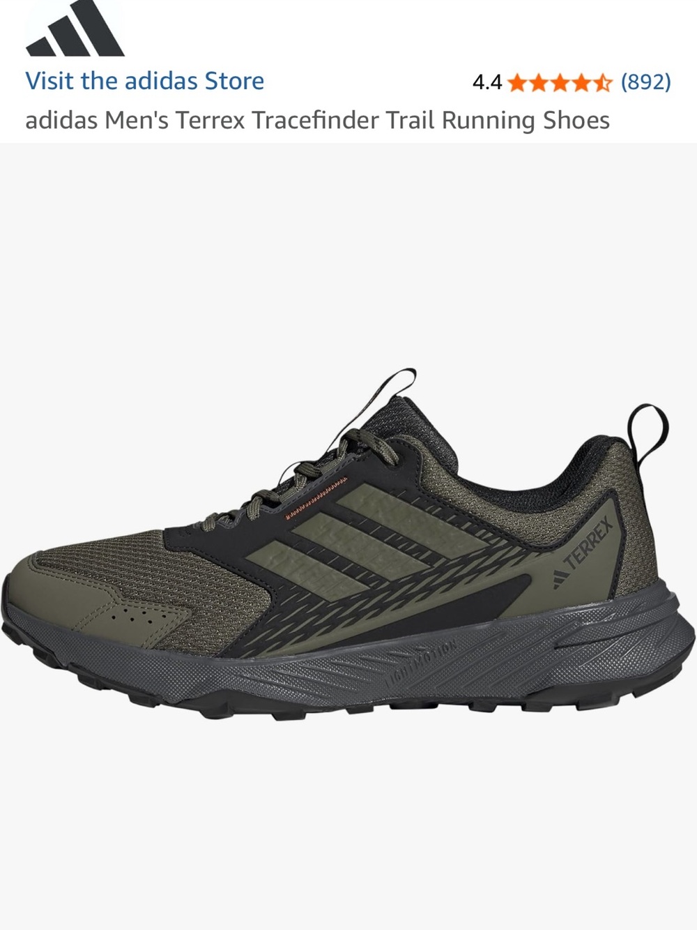 Brand New adidas Terrex Tracefinder Trail Shoe - Olive Green/Black